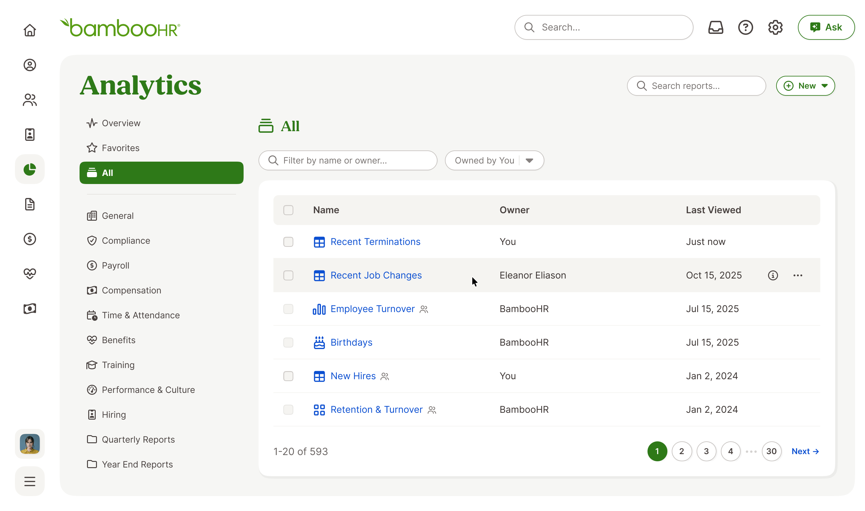 Reports navigation reorganized into folders